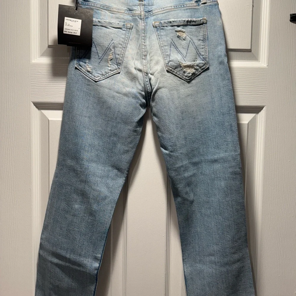 MOTHER Blue Slim Distressed Jeans with Vintage Wash - Picture 2 of 4